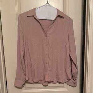 H&M Pink Relaxed Button Down Shirt with Notched Collar